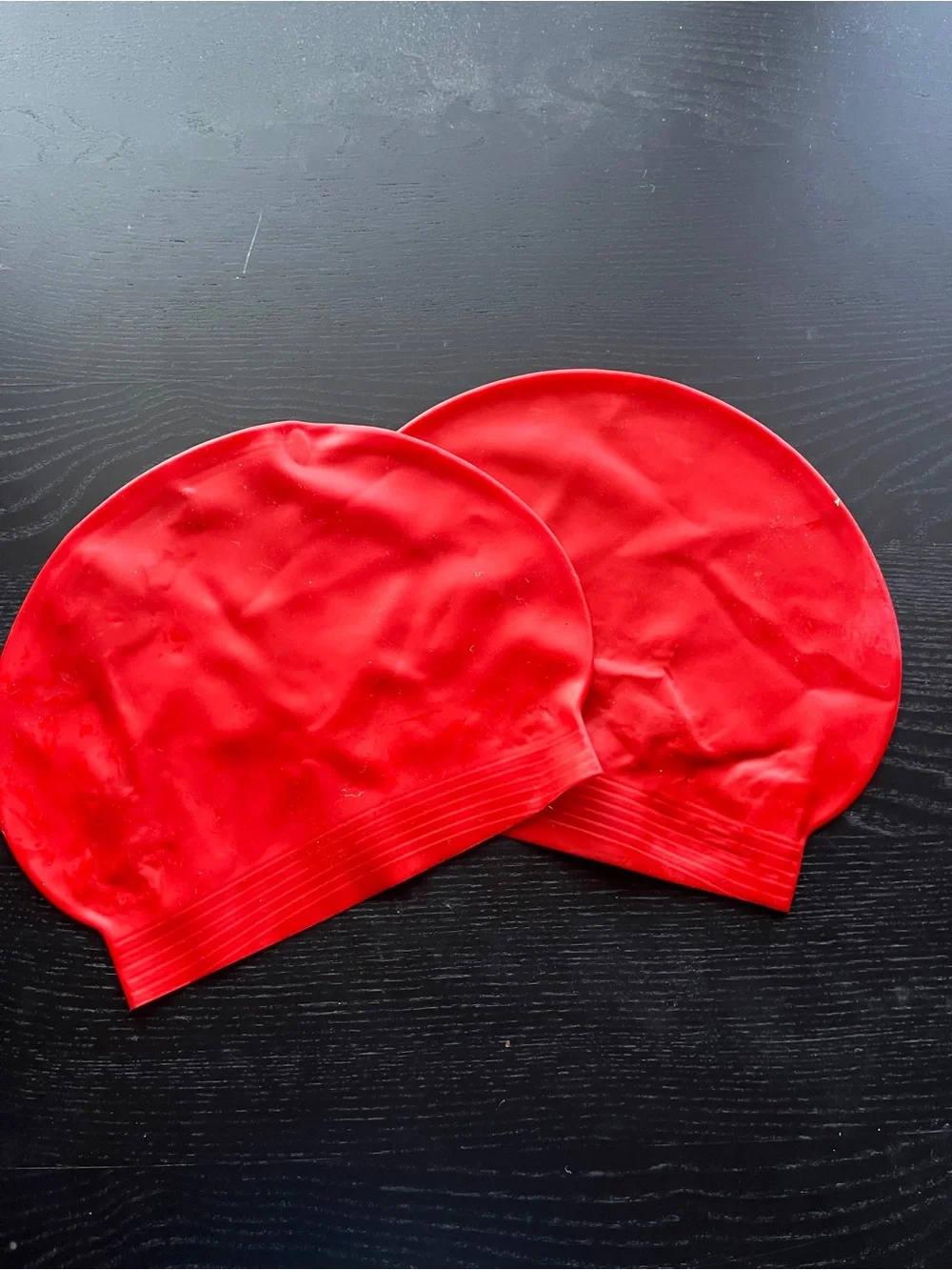 Red Latex Swimming Swim Cap Adult Size Waterproof Pool Gear x2